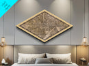 Minneapolis Diamond Shaped City Map, Custom Diamond Shaped Wall Art, City Map Canvas
