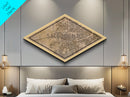 Sacramento Diamond Shaped City Map, Custom Diamond Shaped Wall Art, City Map Canvas