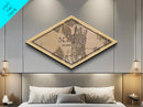 Seatle Diamond Shaped City Map, Custom Diamond Shaped Wall Art, City Map Canvas