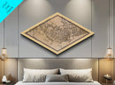Singapore - Singapore Diamond Shaped City Map, Custom Diamond Shaped Wall Art, City Map Canvas