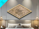 Sofia - Bulgaria Diamond Shaped City Map, Custom Diamond Shaped Wall Art, City Map Canvas