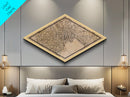 Tokyo - Japan Diamond Shaped City Map, Custom Diamond Shaped Wall Art, City Map Canvas