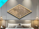West Valley City Diamond Shaped City Map, Custom Diamond Shaped Wall Art, City Map Canvas