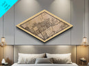 Islamabad - Pakistan Diamond Shaped City Map, Custom Diamond Shaped Wall Art, City Map Canvas