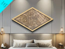 Vienna - Austria Diamond Shaped City Map, Custom Diamond Shaped Wall Art, City Map Canvas