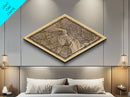 Washington D.C Diamond Shaped City Map, Custom Diamond Shaped Wall Art, City Map Canvas