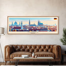 Munich Germany Wall Art, Panoramic Travel Poster, Panoramic Framed Canvas Print, City Wall Art, Wall Hanging Home Decor, Travel Art
