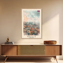 Krefeld Germany Travel Poster Framed Canvas Print, Urban Landscape, Minimalist Wall Art, Home Decor, Original Painting, Travel Print