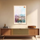 Palma Spain Travel Poster Framed Canvas Print, Watercolor Painting, Scenic Wall Art, Home Decor, Spanish Landscape, Minimalist Art