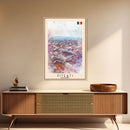 Piteti Romania Travel Poster Framed Canvas Print, Watercolor Painting, Scenic Wall Art, Home Decor, Romanian Cityscape, Classic Art
