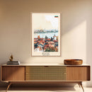 Ruse Bulgaria Travel Poster Framed Canvas Print, Watercolor Painting, Scenic Wall Art, Home Decor, Bulgarian Landscape, Classic Art