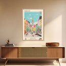 Debrecen Hungary Travel Poster Framed Canvas Print, Midcentury Modern Art, Pop Art Wall Decor, Home Decor, Vacation Gift, Living Room Art