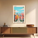 Dnipro Ukraine Travel Poster Framed Canvas Print, Midcentury Modern Art, Pop Art Wall Decor, Home Decor, Vacation Gift, Living Room Art