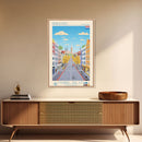 Eindhoven Netherlands Travel Poster Framed Canvas Print, Midcentury Modern Art, Pop Art Wall Decor, Scenic Living Room Art, Bedroom Gift