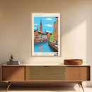 Hamburg Germany Travel Poster Framed Canvas Print, Midcentury Modern Art, Pop Art Wall Decor, Scenic Wall Art, Bedroom Decoration, Office Art