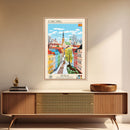 Jönköping Sweden Travel Poster Framed Canvas Print, Midcentury Modern Art, Pop Art Wall Decor, Home Decor, Vacation Gift, Office Art