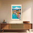 Lucerne Switzerland Travel Poster Framed Canvas Print, Midcentury Modern Art, Pop Art Wall Decor, Scenic Art, Living Room and Office Gift