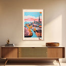 Lund Sweden Travel Poster Framed Canvas Print, Midcentury Modern Art, Pop Art Wall Decor, Scenic Art, Home and Office Decoration