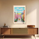 Mykolaiv Ukraine Travel Poster Framed Canvas Print, Midcentury Modern Art, Pop Art Wall Decor, Scenic Bedroom Art, Office Decoration