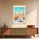 Nizhnevartovsk Russia Travel Poster Framed Canvas Print, Midcentury Modern Art, Pop Art Wall Decor, Scenic Wall Art, Living Room Decoration, Office Art