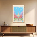Novi Pazar Serbia Travel Poster Framed Canvas Print, Midcentury Modern Art, Pop Art Wall Decor, Scenic Wall Art, Living Room Decoration, Office Gift