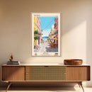 Patras Greece Travel Poster Framed Canvas Print, Midcentury Modern Art, Pop Art Wall Decor, Scenic Wall Art, Living Room Decoration, Office Art