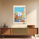 Portsmouth United Kingdom Travel Poster Framed Canvas Print, Midcentury Modern Art, Pop Art Wall Decor, Scenic Wall Art, Bedroom Decoration