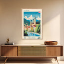 Salzburg Austria Travel Poster Framed Canvas Print, Midcentury Modern Art, Pop Art Wall Decor, Scenic Wall Art, Bedroom Art