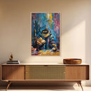 Halloween Creepy Wizard Reading Spells Framed Canvas Print, Spooky Wall Art, Home Decor, Occult Decor, Gift Idea, Dark Magic