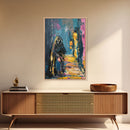 Halloween Grim Reaper with Lantern, Framed Canvas Print, Wall Art, Living Room Decor, Spooky, Grim Reaper Art, Original Painting