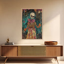 Halloween Ghost in Haunted Forest, Framed Canvas Print, Wall Art, Spooky Decor, Halloween Decoration, Living Room Art, Unique Gift