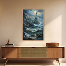 Haunted Lighthouse, Halloween Art, Spooky Wall Decor, Framed Canvas Print, Creepy Art, Halloween Wall Decor, Seasonal Wall Art