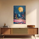 Spooky Moonlit Forest Framed Canvas Print, Halloween Wall Art, Haunted Landscape, Home Decor, Above Sofa Art, Gothic Artwork, Living Room