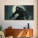 There Werewolf, Dark Academia Portrait, Framed Canvas Print, Victorian Werewolf Oil Painting, Spooky Decor