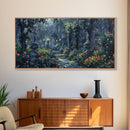 Creepy Victorian Hedge Maze, Haunted Cemetary Framed Canvas Print, Spooky Season Wall Art