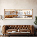 Birch Lake Framed Canvas Print, Panoramic Lake House Decor, Scenic View, Travel Poster, Rustic Art, Lake Painting