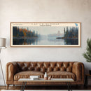 Lac La Plonge Lake Billy Chinook Oregon Framed Canvas Print, Panoramic Lake House Decor, Wall Art, Travel Poster, Scenic Lake Painting, Home Decor