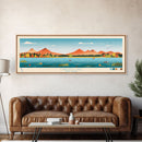 Owasco Lake, New York Framed Canvas Print, Panoramic Wall Art, Midcentury Modern, Pop Art, Home Decor, Travel Poster, Living Room Art