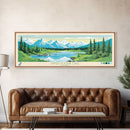 Upper Ugashik Lake, Alaska Framed Canvas Print, Panoramic Lake House Art, Midcentury Modern Decor, Pop Art, Travel Poster, Living Room Wall Art