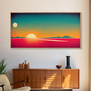 Art Deco Wall Decor, Wall Art, Framed Canvas Print, Retro Style Sunset Art, Scifi Wall Decor, 2 Suns