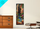 Whimsical Waterfall Canvas Painting Framed and Printed, Contemporary Art Print of Tropical Landscape, Botanical Wall Art Print, Nature Art