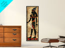 Egyptian Art Depiction of Osiris - Framed Canvas Print, Midcentury Modern Wall Art, Skinny Art, Tall Art, Living Room Decor