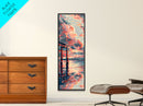 Tranquil Torii Gate Skinny Art Tall Art Japanese Ukiyo-e Inspired Spiritual Landscape Framed Canvas Print