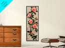 Framed Canvas Print Of Japanese Floral Art With Camellia Blossoms And Detailed Leaves Ready To Hang Traditional Japanese Wall Art Decor