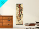 Vintage Mandolin, Autumn Foliage, Japanese Art, Skinny Art, Tall Art, Framed Canvas Print, Ukiyo-e Style