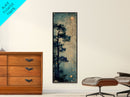 Pine Tree, Moonlit Sky, Japanese Art, Skinny Art, Tall Art, Framed Canvas Print, Ukiyo-e Style