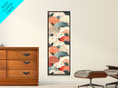 Pattern Of Overlapping Japanese Fans On Beige Background Tall Art Skinny Art Framed Canvas Print Japanese Style Art Ukiyo-e Wood Block Print