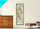 Owl Cherry Blossom Tree Traditional Japanese Tall Wall Art Skinny Framed Canvas Print Ukiyo-e Style