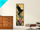 Canvas Print Japanese Eagle In Flight Over Chrysanthemum Flowers, Bold Traditional Art For Statement Wall Piece, Cultural Home Decor