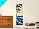 Skinny Art Tall Art Framed Canvas Print Japanese Style Art Blue Pine Tree Mount Fuji Wood Block Print Ukiyo-e Feng Shui Wall Art